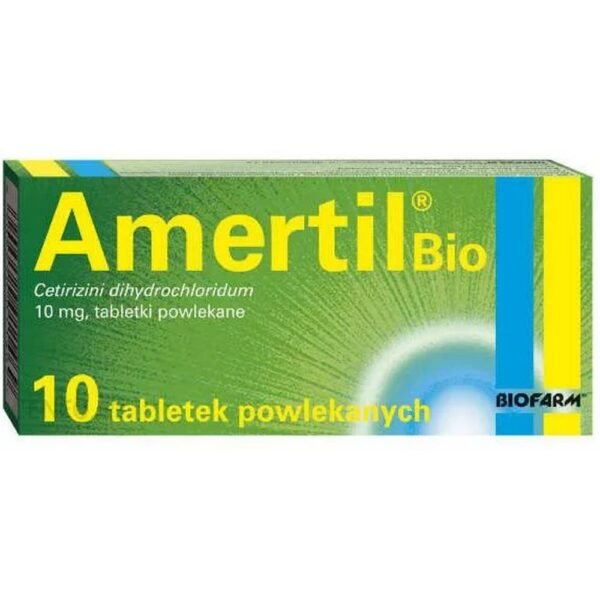 Amertil tablets are used to counter allergic symptoms caused by various allergens. Indicated in the treatment of adults and children over 6 years of age: chronic and seasonal allergic rhinitis (hay fever), seasonal allergic conjunctivitis, chronic urticaria.