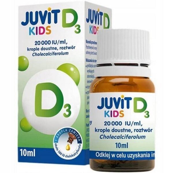 Juvit Kids D3 содержит витамин D3 (холекальциферол). Витамин D3 относится к группе витаминов D. В организме человека он превращается в активные формы, действующие как гормоны. Холекальциферол образуется в организме человека в коже под воздействием ультрафиолетового излучения (УФ-лучей). Синтез в коже покрывает лишь небольшую часть потребности. Основным свойством метаболитов витамина D3 является увеличение всасывания кальция и фосфатов