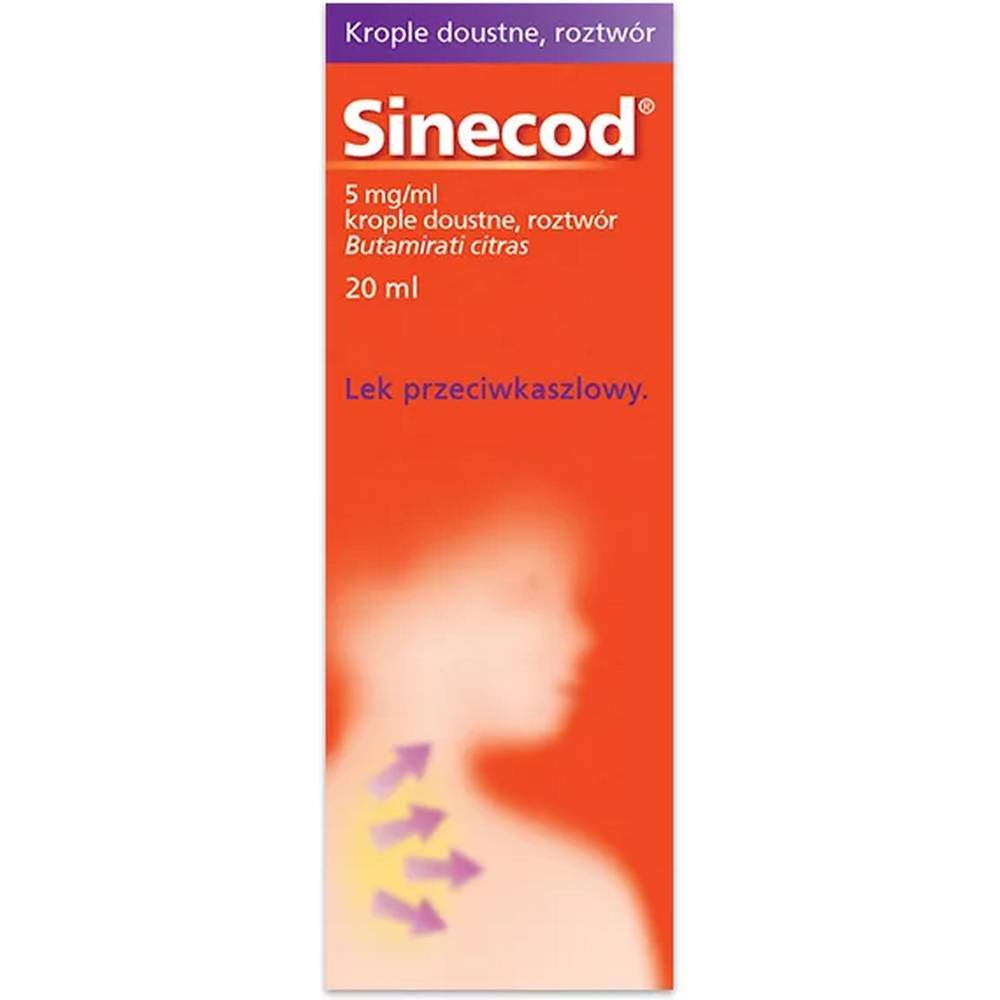 sinecod 5mgml 20ml • Agent antitussif sous forme de gouttes orales.