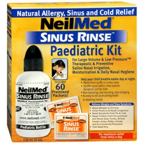 Sinus Rinse Pediatric Kit - базовый набор для детей с бутылочкой 120 мл и 60 пакетиками (от 4 до 6 лет), рекомендованный при аллергии и заболеваниях носовых пазух.