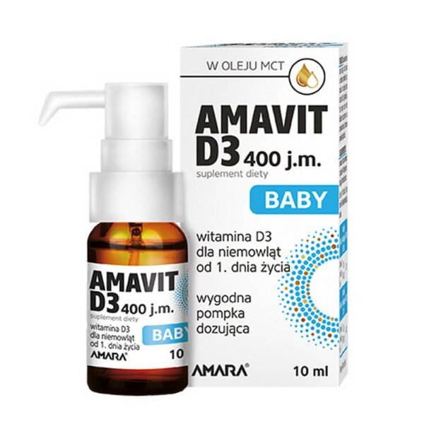 Dietary supplement containing 400 IU (10 µg) of vitamin D₃ in one serving.