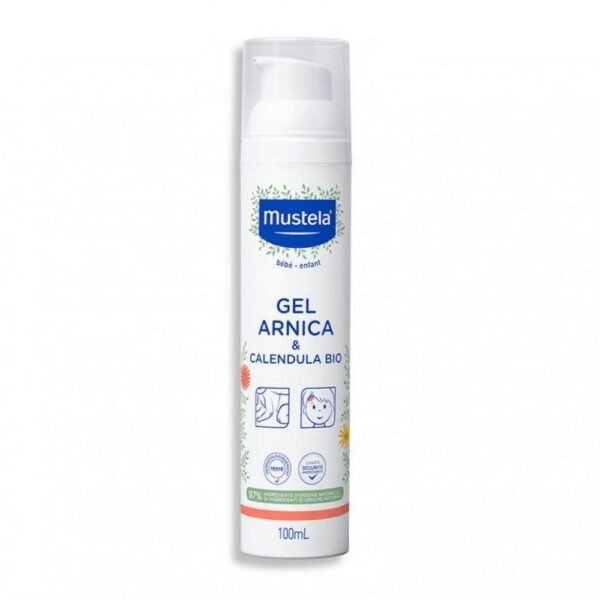 Mustela's Soothing Arnica Gel with Calendula is designed to soothe irritation in babies and toddlers from 9 months of age without leaving oily or sticky skin
