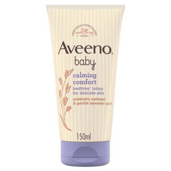 The Aveeno Baby Calming Comfort Bedtime Lotion is a pH-balanced body cream that works to nourish and soften your baby's delicate skin