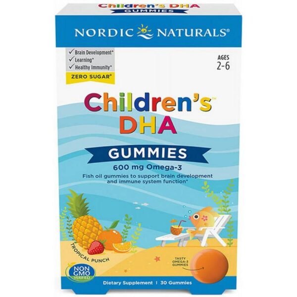 DHA gummies for children A tasty way for children aged 2 and over to get a substantial daily dose of omega-3 fatty acids in a sugar-free fruit jelly.