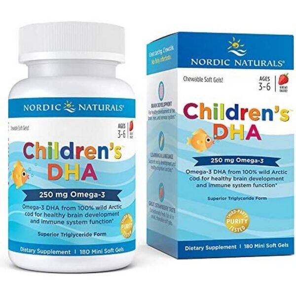 This preparation is rich in DHA omega-3 acid, necessary for the proper functioning of the brain. It can be swallowed or chewed by children over 3 years of age.