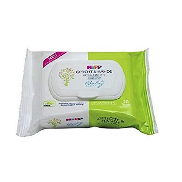Face and hand wipes are ideal for gentle cleaning of baby's sensitive and allergy-prone skin,