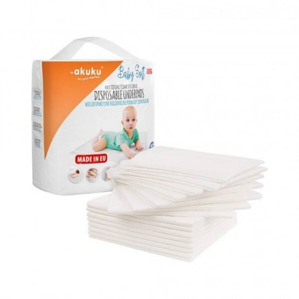 Baby Soft AKUKU is a disposable hygienic pad with a highly absorbent insert. Perfect for protecting the mattress against dirt.