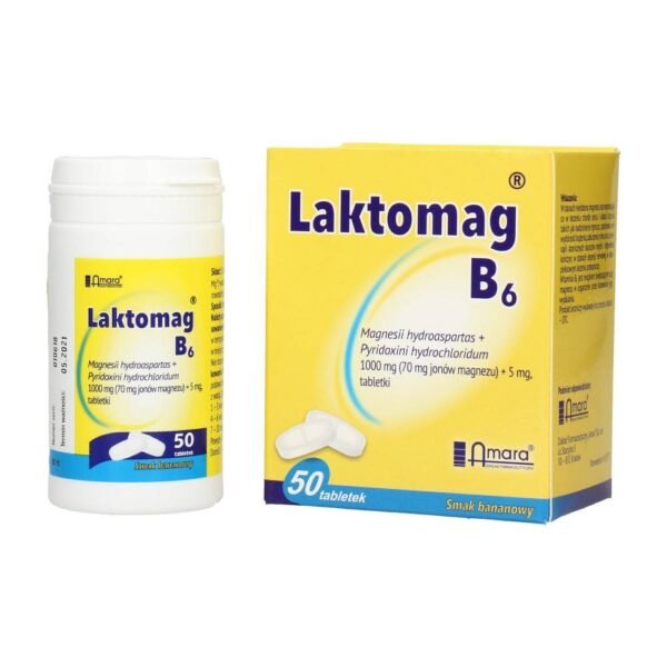 Laktomag B6 is a medicinal product containing magnesium in the form of an organic salt and vitamin B6, which increases the bioavailability of magnesium. The drug to be used i.a. in the prevention of magnesium and / or vitamin B6 deficiency.