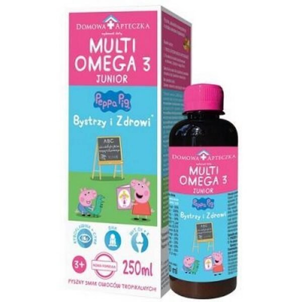 MultiOmega 3 Junior Peppa Pig is a dietary supplement for children over 3 years of age. The certified fish oil contained in the product is produced in Iceland with respect for the environment.