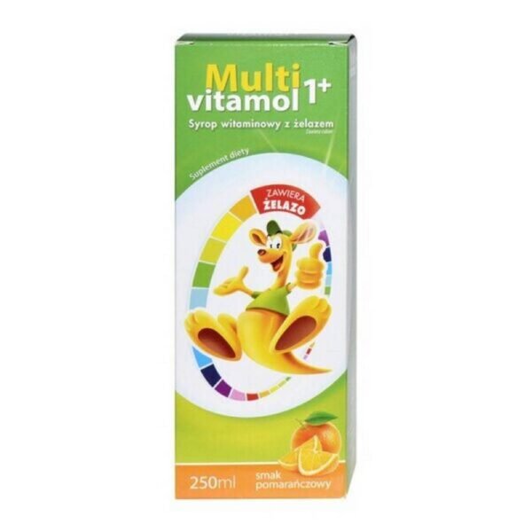 Syrup with a delicious orange flavor containing 8 vitamins and iron necessary to maintain their proper level in the body, in states of increased demand, for use in young children from 1 year of age.