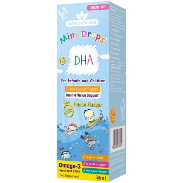 DHA drops from Natures Aid is a dietary supplement in drops.