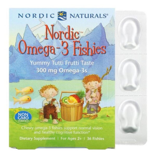Nordic Fish Omega-3 Fishies дает самым маленьким членам вашей семьи простой и вкусный способ ежедневно получать омега-3 EPA + DHA, необходимые им для здорового развития. 36 порций в легко открываемых упаковках из фольги - идеально подходит для удобства на ходу! Вкусные тутти-фрутти, которые понравятся детям.