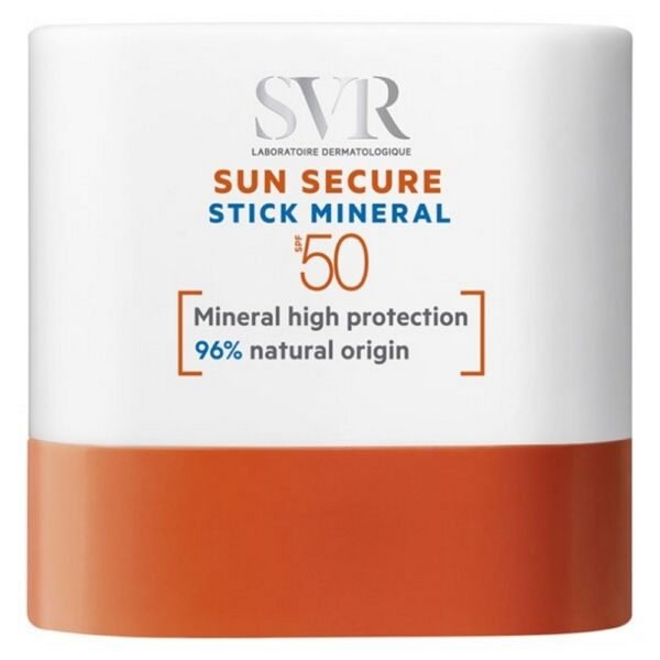 SVR SUN SECURE STICK MINERAL SPF50 protects against 100% of solar radiation: UVB, UVA, VIS, IR. Friendly to the skin and the environment: 96% ingredients of natural origin.