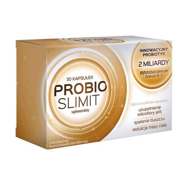 Aflofarm Probioslimit is a dietary supplement in capsule form containing the probiotic Bifidobacterium breve B-3, chromium and plant extracts.