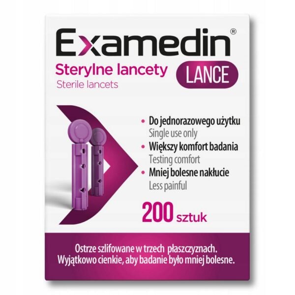 Examedin 30G sterile lancets have a blade sharpened in three planes.