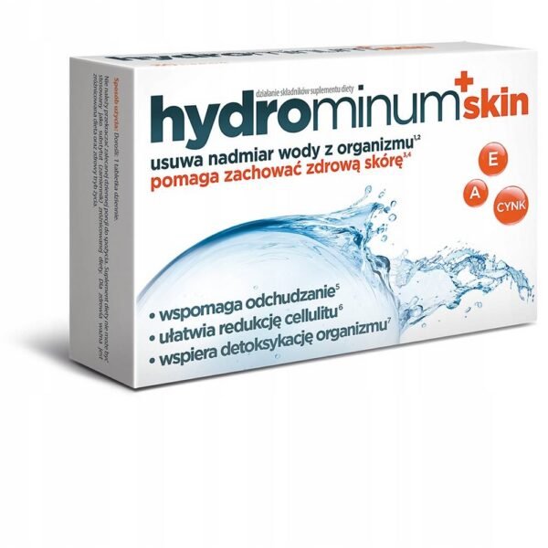 The dietary supplement Hydrominum +skin contains natural ingredients that promote the removal of water from the body, as well as the process of cleansing and physiological detoxification of the body.