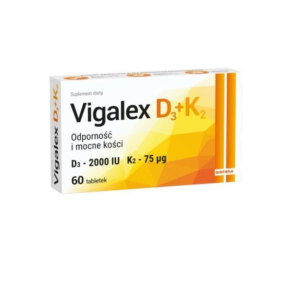 Vigalex D3 + K2 Max is a dietary supplement in the form of tablets with a high content of two important fat-soluble vitamins, vitamin D and vitamin K.