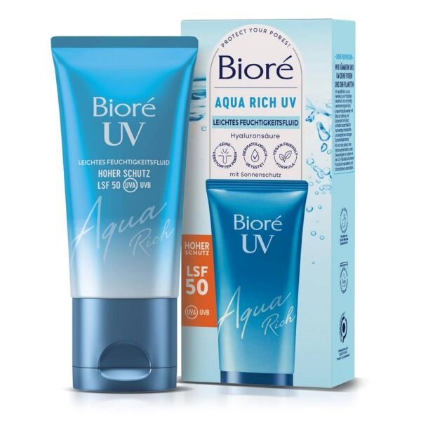 Biore Aqua Rich UV LSF 50 50 ml est facile à appliquer et instantanément absorbée, hydratant et protégeant la peau des rayons ultraviolets.
