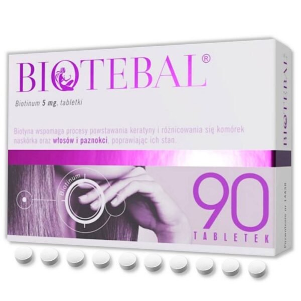 for hair,nail,skin problem-Biotebal biotin, hair, skin and nails, keratin formation 90 tabl.-Biotebal biotyna, włosy, skóra i paznokcie, powstawanie keratyny 90 tabl.