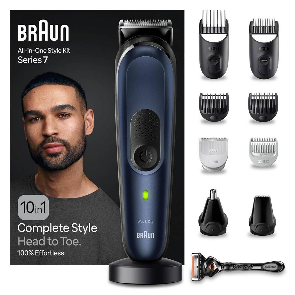 braun all in one bartpflege bodygroomer set 10 in 1 mgk7410 Braun MGK7410 Cortadora de pelo, cortadora de pelo, cortadora de pelo, resistente al agua, duración de la batería de 100 min