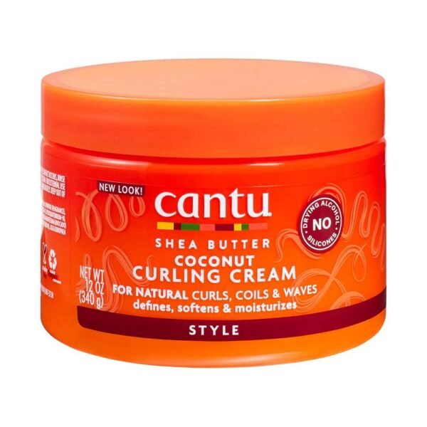 Cantu Shea Butter Coconut curling cream defines, conditions and enhances manageability, leaving curls soft, shiny and deeply hydrated.