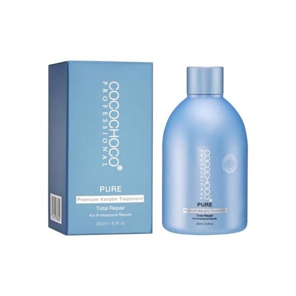 Cocochoco Pure para alisado permanente y regeneración profunda de cabellos severamente dañados, aportando un extra de brillo y suavidad, ideal para cabellos con mechas y claros.