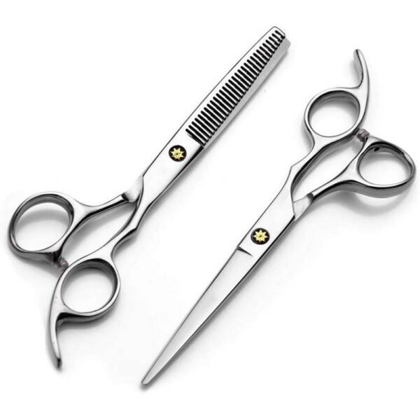 Flynsu 440C Lot de 2 ciseaux super tranchants en acier inoxydable pour hommes Ciseaux à barbe Ciseaux pour poils d'animaux Accessoires de barbier professionnels Coupe de cheveux parfaite pour hommes et femmes.
