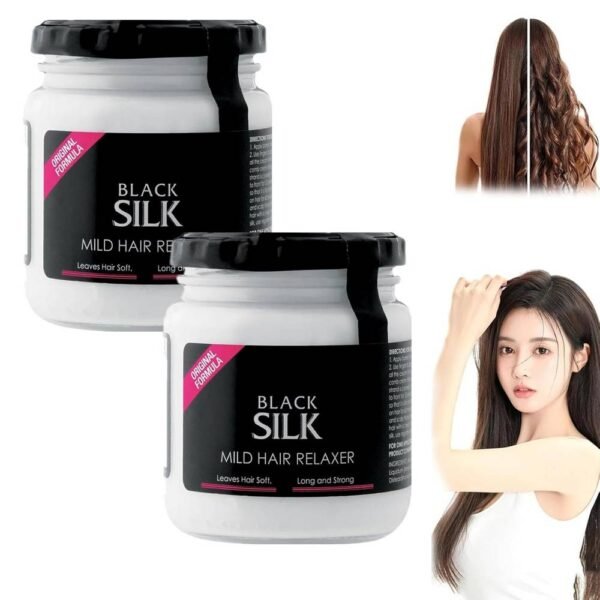 Кондиционирующий уход Generisch Black Silk Mild Hair Relaxer для вьющихся или прямых тонких волос, мгновенное выпрямление, питание и восстановление волос.