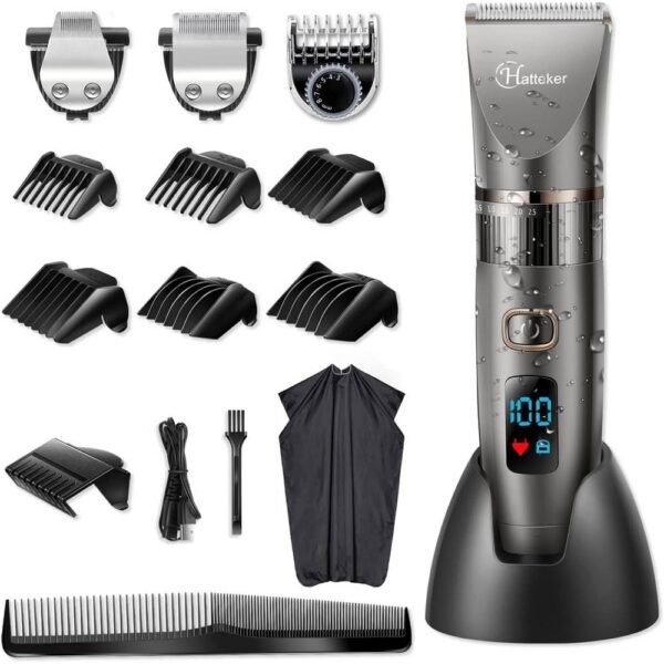 Le kit de toilettage pour homme Hatteker se compose de 3 accessoires différents qui sont idéaux pour tous les styles de poils du visage, y compris les tondeuses à cheveux, les tondeuses à barbe et les tondeuses de détail.