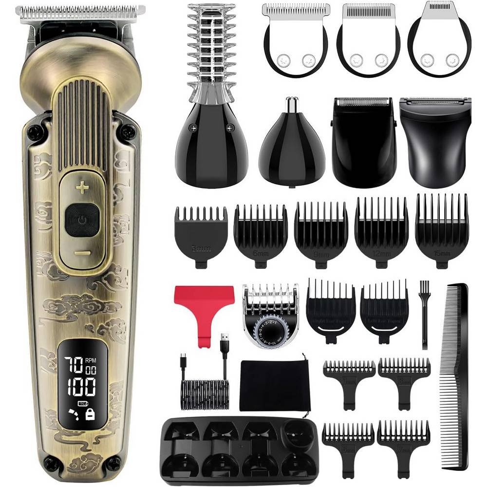hatteker barttrimmer herren brz blcfr68 8 in 1 bronze Recortadora de cabello profesional Hatteker Brz-BlcFR68, afeitadora eléctrica para el vello de la nariz, recortadora de vello corporal, resistente al agua, velocidad ajustable.