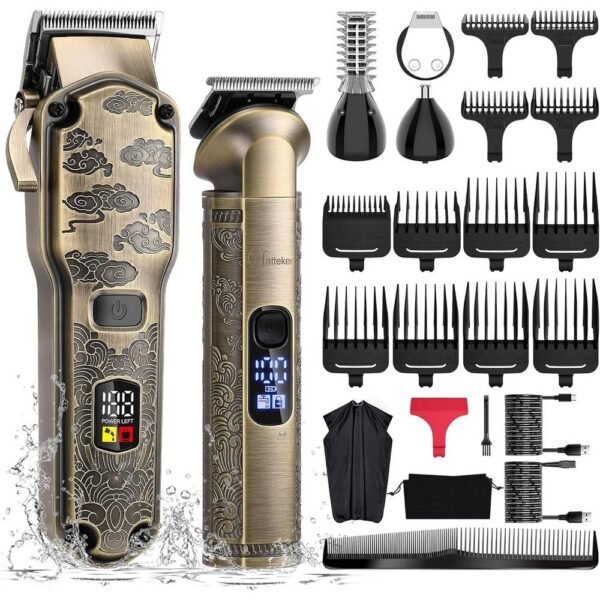 Hatteker B0CNXGLZ1X 608 Tondeuse à barbe professionnelle Tondeuse à cheveux Tondeuse à lame en T pour homme Tondeuse électrique pour cheveux longs Tondeuse à cheveux étanche.