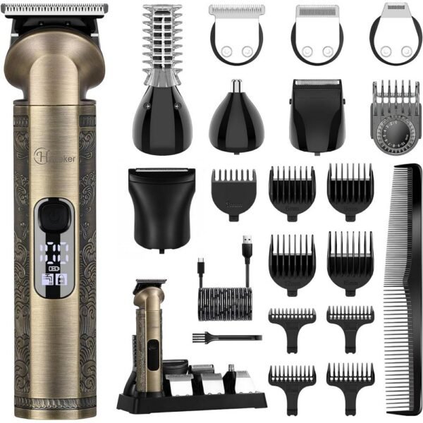 Cortadora de pelo profesional para hombres Hatteker HT609, resistente al agua, 8 en 1.