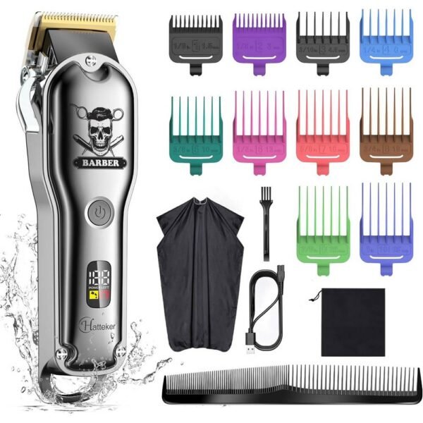 Cortadora de pelo Hatteker RFC-696C, recortadora de barba para hombres, recortadora de pelo largo, recargable por USB, pantalla LED.