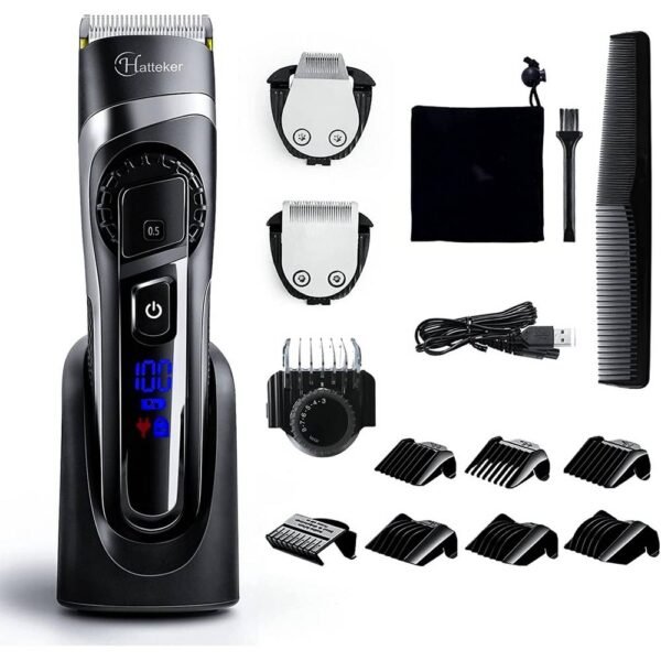 Hatteker ‎YC-692030 Tondeuse à barbe pour homme Tondeuse à cheveux Tondeuse de précision Tondeuse à cheveux longs Alimentation par batterie et alimentation secteur Étanche.