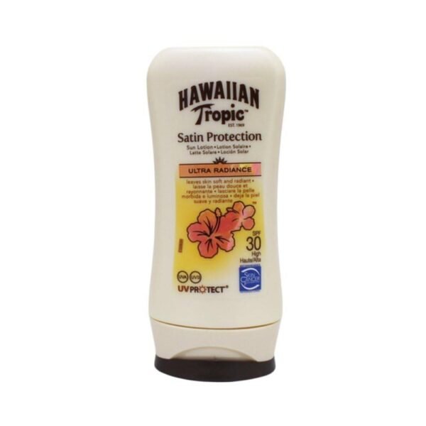 Hawaiian Tropic Satin Protection Ultra radiance LSF 30 180 ml provides comprehensive protection against UVA and UVB rays, and nourishes and moisturizes your skin for hours of carefree sun exposure.