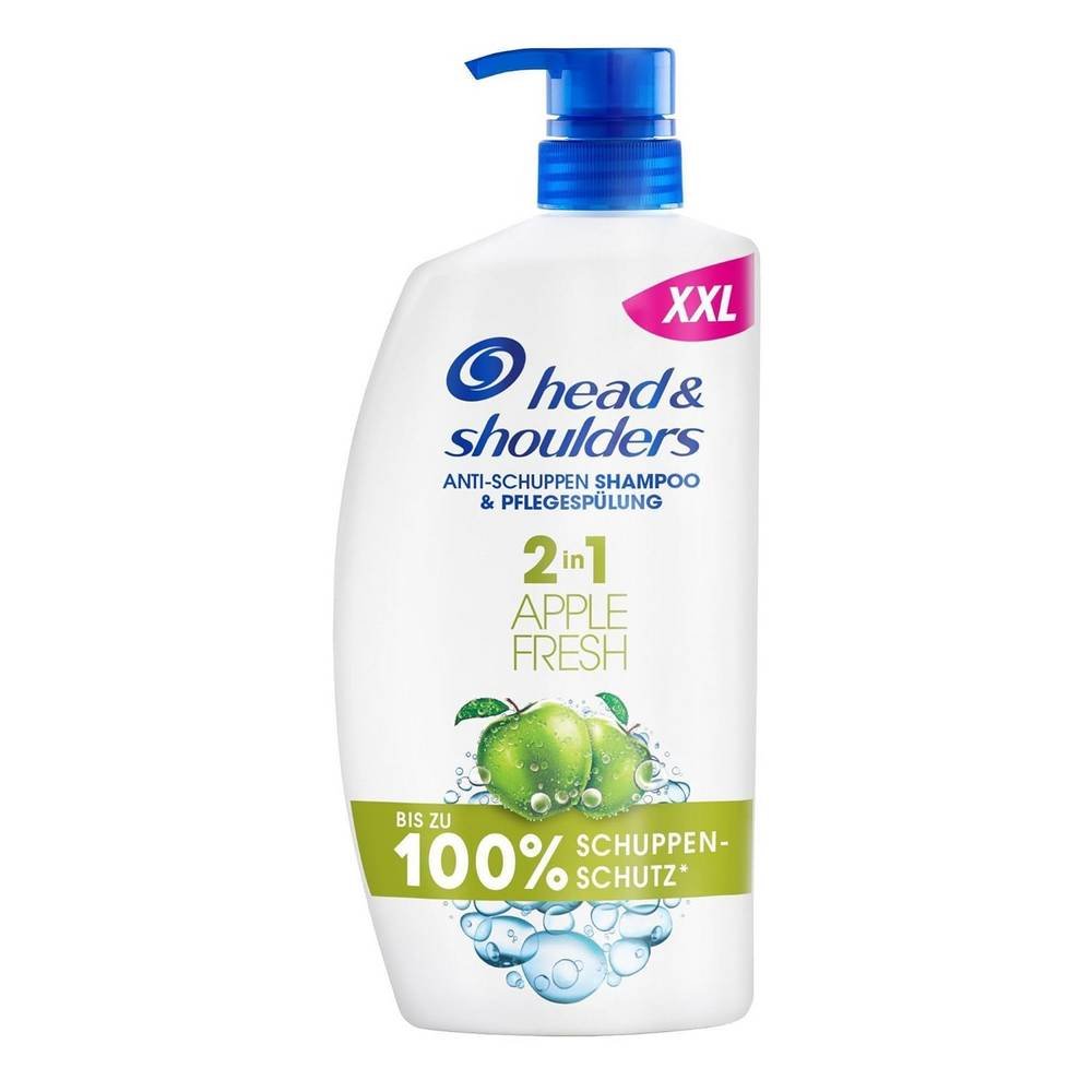 head and shoulders anti schuppen 2in1 apple fresh 800ml Head & Shoulders Anti-Schuppen 2in1 Apple Fresh es adecuado para el uso diario por hombres y mujeres, utiliza una fórmula que equilibra el microbioma para combatir la causa de la caspa y garantizar un microbioma equilibrado del cuero cabelludo.
