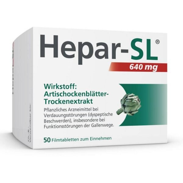 Таблетки Hepar-SL 640 мг, покрытые пленочной оболочкой, быстро и надежно устраняют проблемы с пищеварением, такие как вздутие живота, метеоризм, боли в верхней части живота, тошнота и рвота.