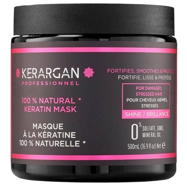 Kerarganic Ultra Queratina Reparadora para cabello dañado y estresado, fortalece, suaviza y protege, deja el cabello suave y brillante.
