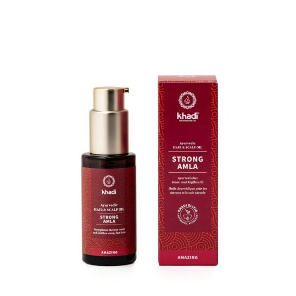 khadi STRONG AMLA previene la caída del cabello y el envejecimiento, fortalece las raíces del cabello, lo vuelve grueso y fuerte.