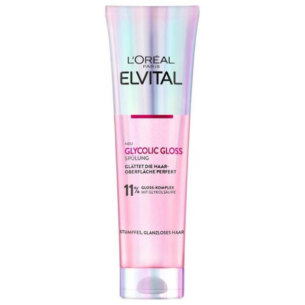 L'Oréal Paris Elvital Glycolic Gloss восстанавливает структуру волос, улучшает качество волос и придает им блеск, питает их волокна, бережно очищает волосы.