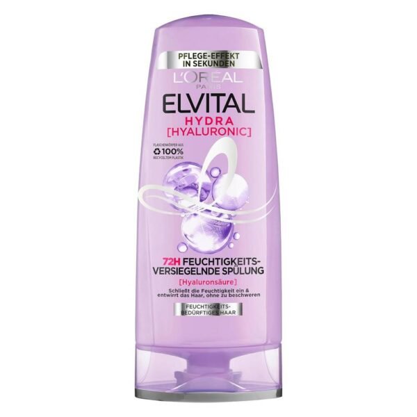 L'Oréal Paris Elvital Hydra Hyaluronic deeply nourishes hair and gives it a healthy shine and elasticity, intensively cleanses hair and thoroughly removes dirt, excess sebum and product residues, especially suitable for dry hair with dehydrated ends and lengths.