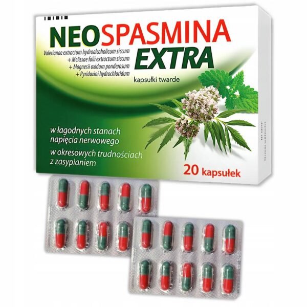Neospasmina Extra, 20 gélules, soulageant la tension nerveuse-Neospasmina Extra, 20 kapsułek, łagodzenie stanu napięcia nerwowego