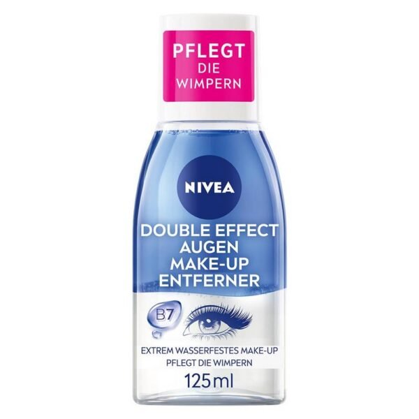 NIVEA Double Effect Eye Make-Up Remover cleanses the sensitive eye area and thoroughly removes even the most waterproof mascara and make-up without leaving any unwanted marks.
