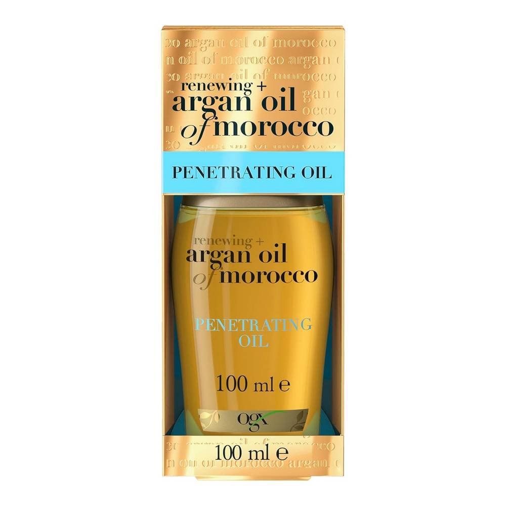 ogx renewing argan oil of morocco penetrating oil 100 ml OGX Renewing + Argan Oil of Morocco for all hair types effectively protects against damage caused by thermal styling and UV rays, nourishes and strengthens hair, and also gives it a beautiful shine, improves hair structure and makes it incredibly soft and elastic.