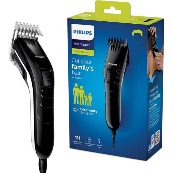 La cortadora de cabello Philips QC5115/15 cuenta con un motor potente pero ultra silencioso, un diseño liviano y ergonómico, cuchillas y peines que no dañan la piel para cortes de cabello perfectos para adultos y niños.