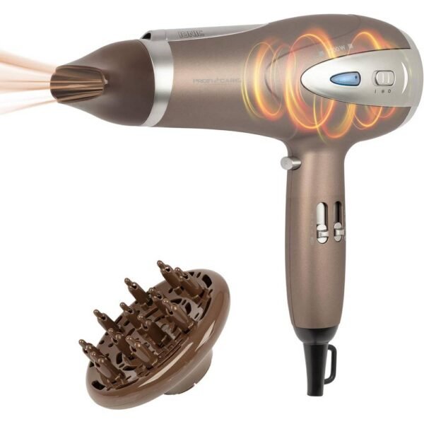 ProfiCare® PC HTD 331131 ultra-light travel hair dryer with ionization function 2200 W, with 3 power levels and 2 fan levels, with cold air function, with diffuser and Shape Nozzle attachment