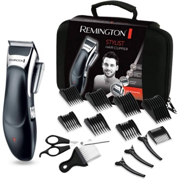 Remington HC363C Juego de cortadora de pelo, 8 peines, inalámbrica/con batería, batería de litio, estuche profesional con accesorios de peluquería.
