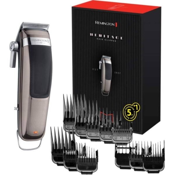 Remington Profi Retro HC9100 Tondeuse à cheveux avec lame auto-affûtante, 11 peignes, fonctionnement sur secteur/batterie, batterie au lithium.