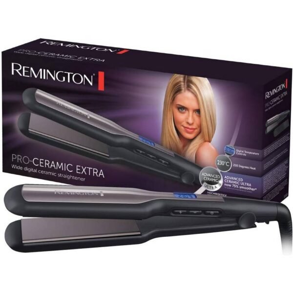 Remington Pro-Ceramic Extra S5525 Очень широкие пластины для укладки, 45 мм, специально для густых, вьющихся, вьющихся и очень длинных волос, ЖК-дисплей, 150–230°C.