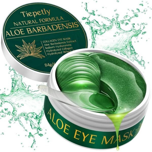 Tiepetly Aloe Barbadenis 84g 60 Almohadillas de Colágeno para Ojos con Aloe Vera y Ácido Hialurónico, Reduce Ojeras, Arrugas, Bolsas Debajo de los Ojos, Hinchazón.
